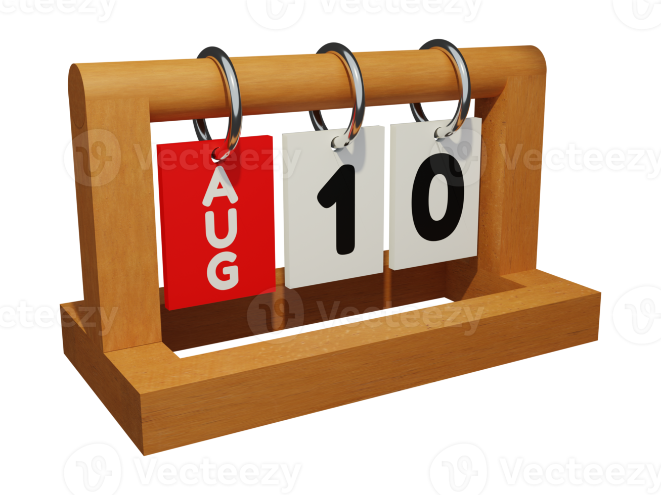 10. august moderner einzigartiger kalender aus holz 3d-rendering rechte ansicht png