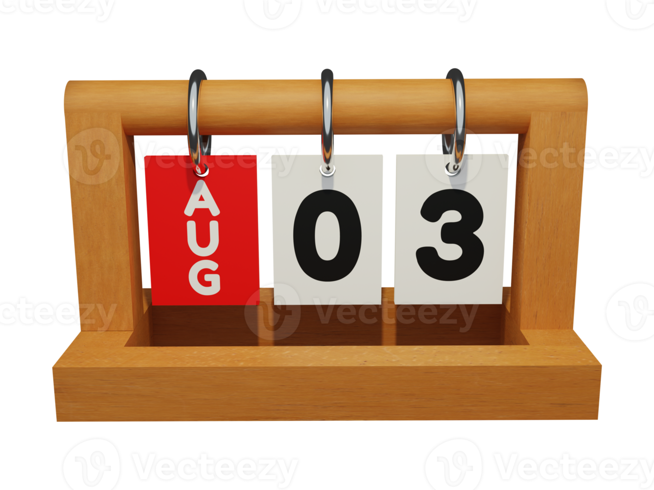 3 agosto moderno calendario in legno unico rendering 3d vista frontale png