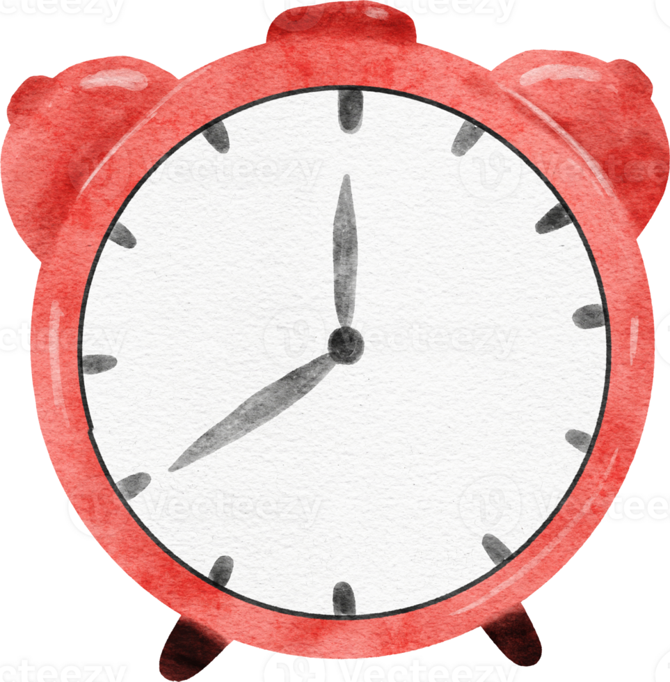 reloj despertador rojo acuarela png