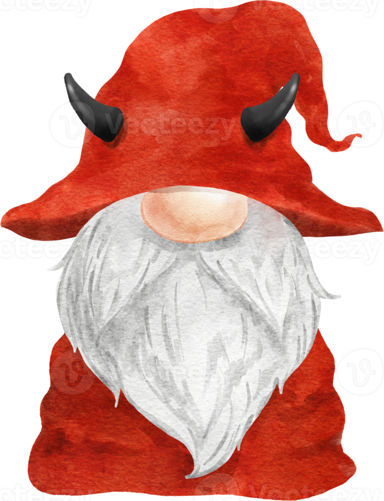 halloween söt djävul gnome akvarell png