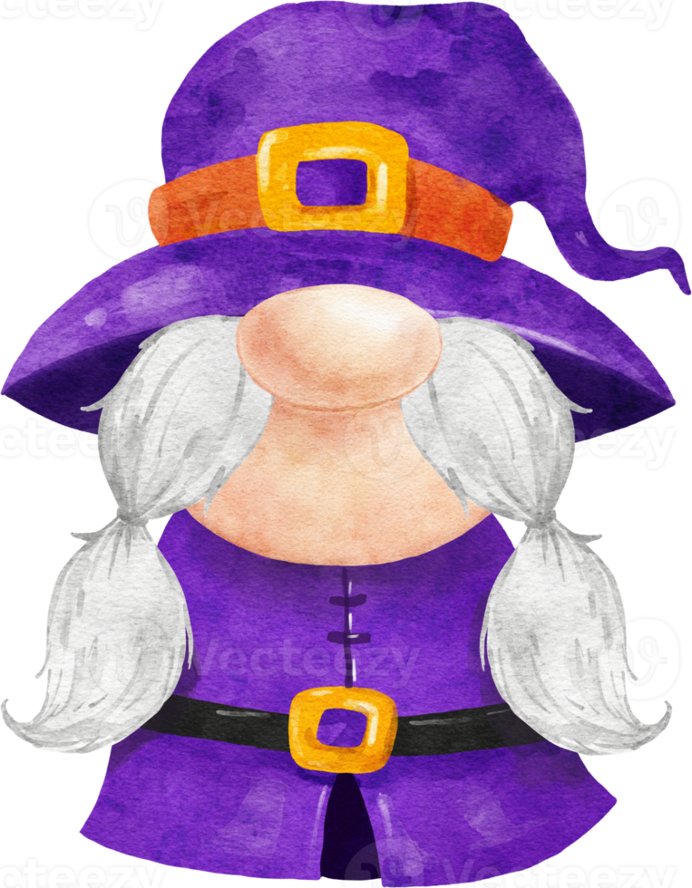 Halloween Cute Witch Gnome Watercolor png