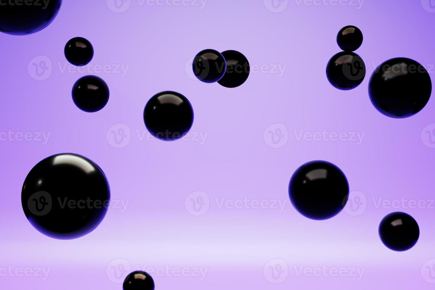 Black abstract balls on violent background 3d render. photo