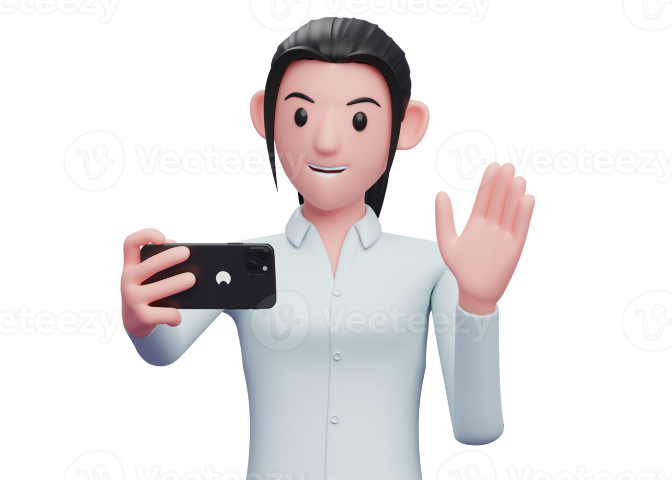 portrait of a business woman making a video call with a cell phone png