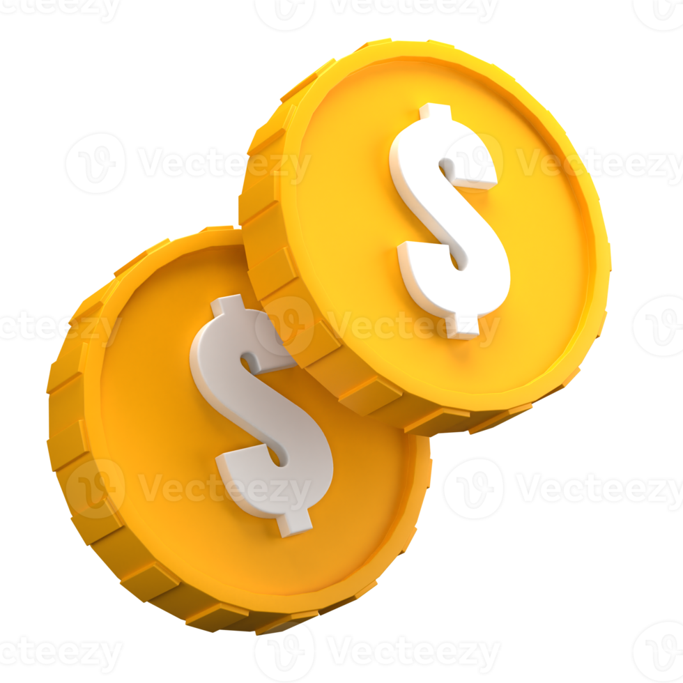 3d Dollar Coin Illustration png