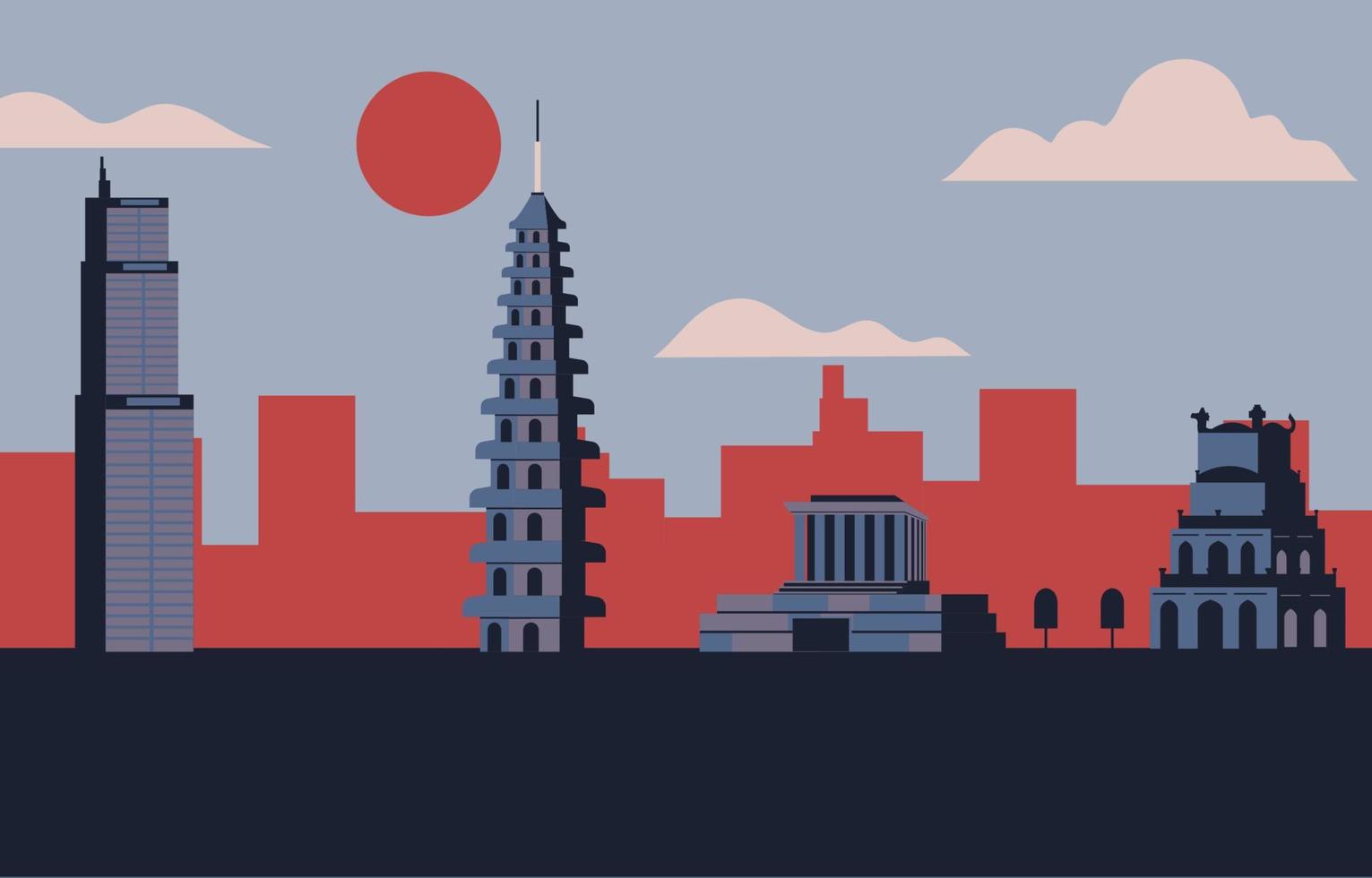 Hanoi city flat illustration vector