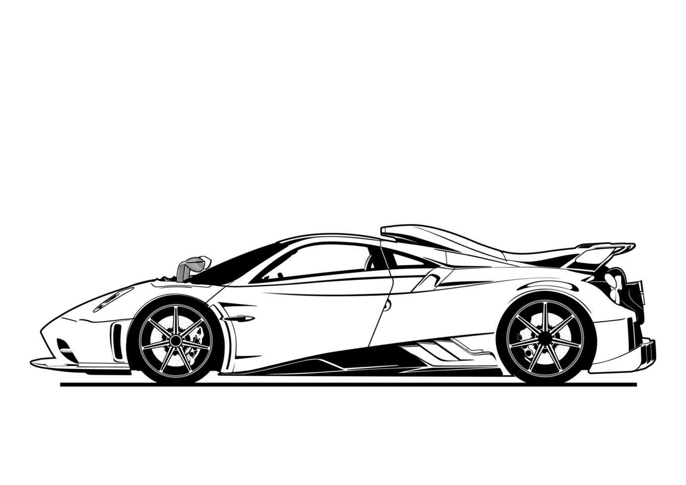 supercar png-bestandsformaat silhouet om in te kleuren png