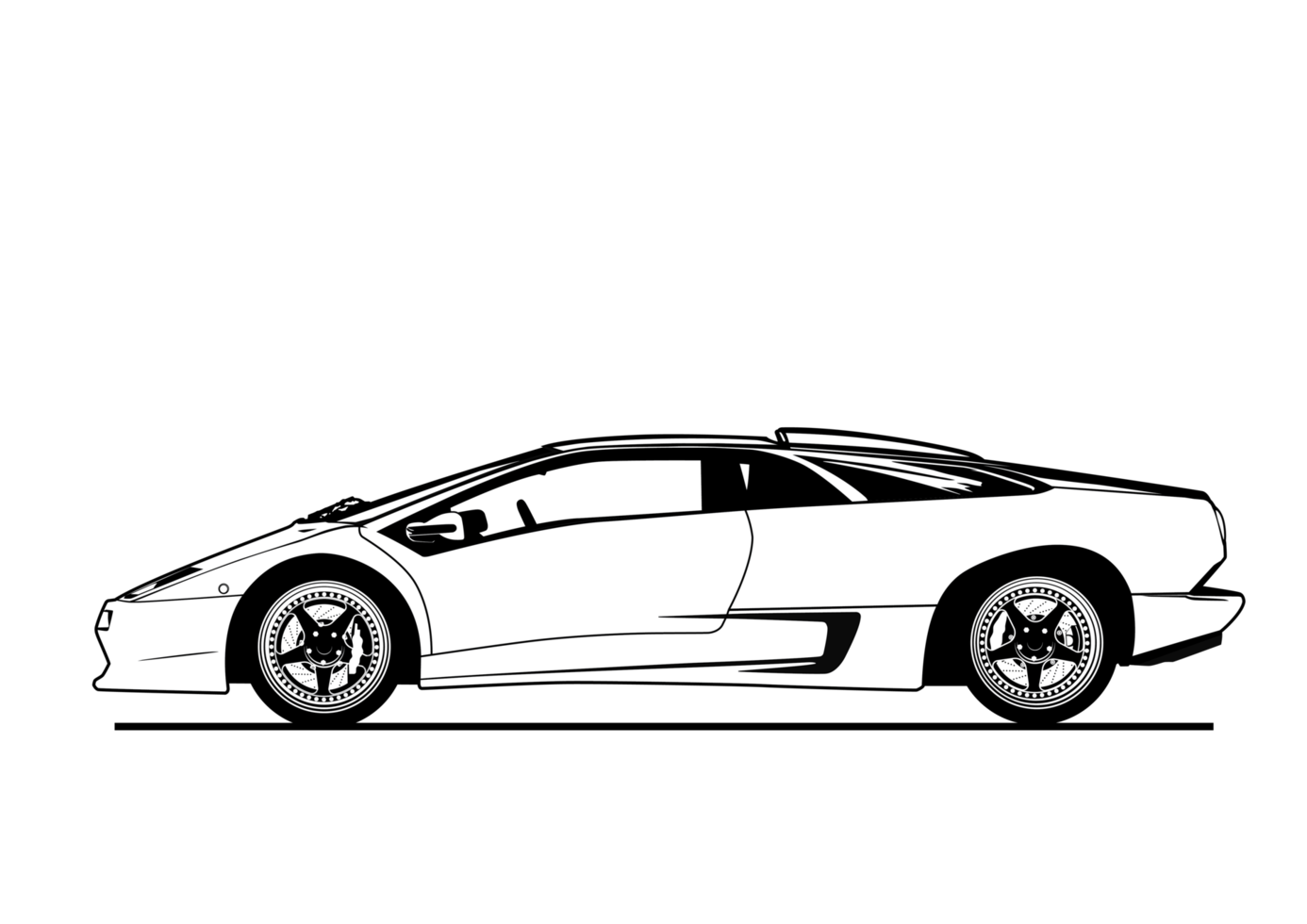 silhouette de format de fichier png supercar à colorier