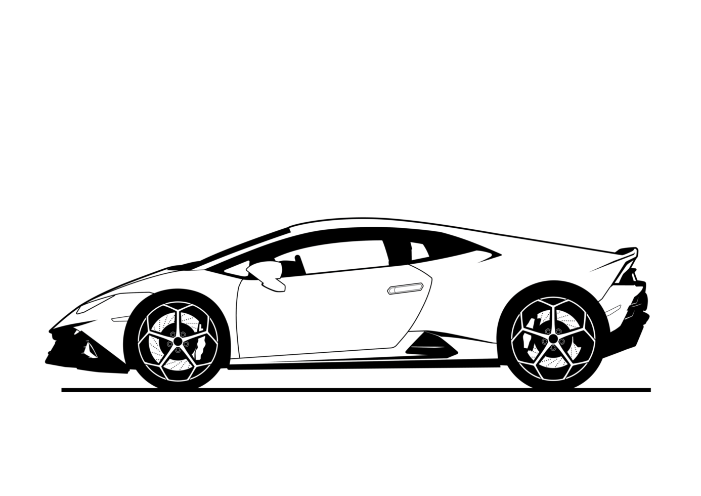 Supercar png file format silhouette for coloring