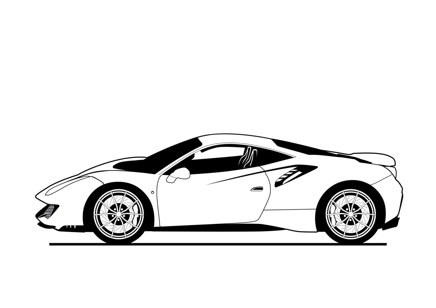 silhouette de format de fichier png supercar à colorier