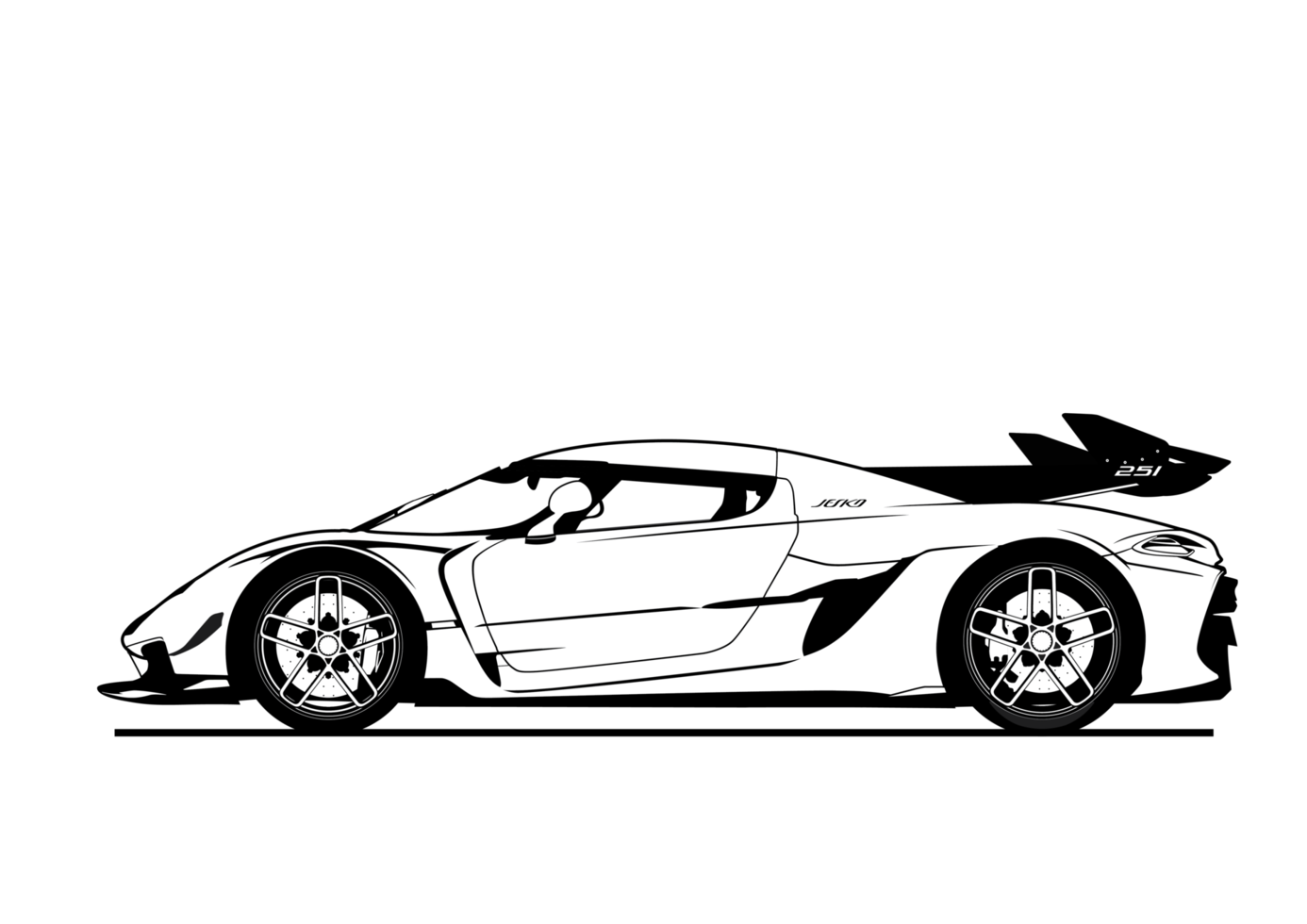 Supercar png file format silhouette for coloring