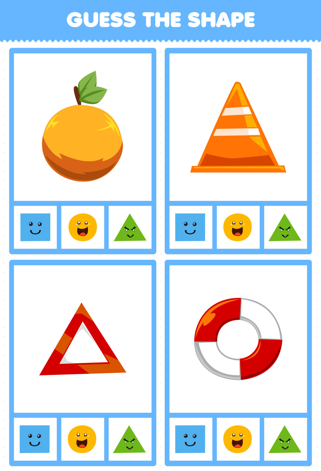 Education game for children guess the shape geometric figures and