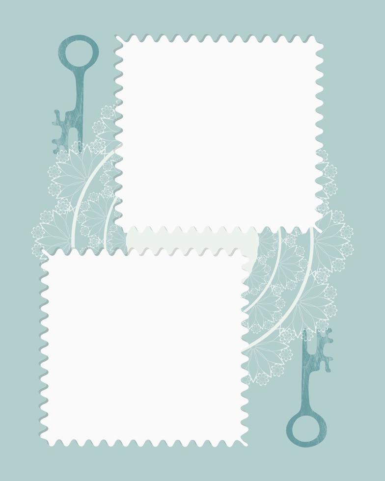 Photobook Collage frame, lace, key, stamp vector