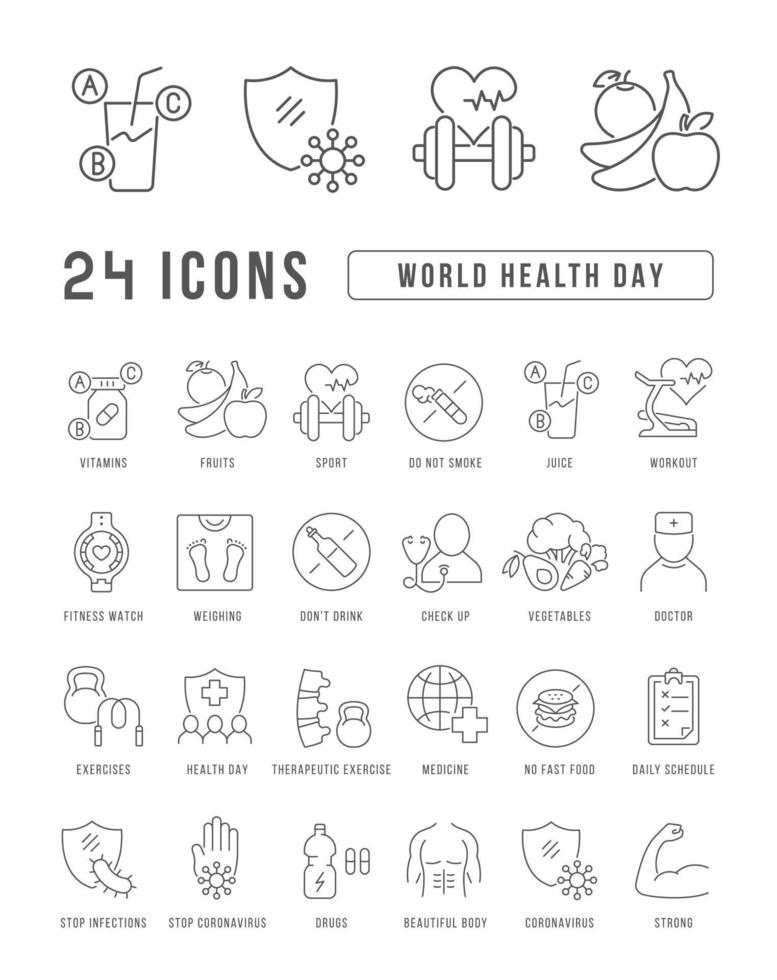 Vector Line Icons of World Health Day