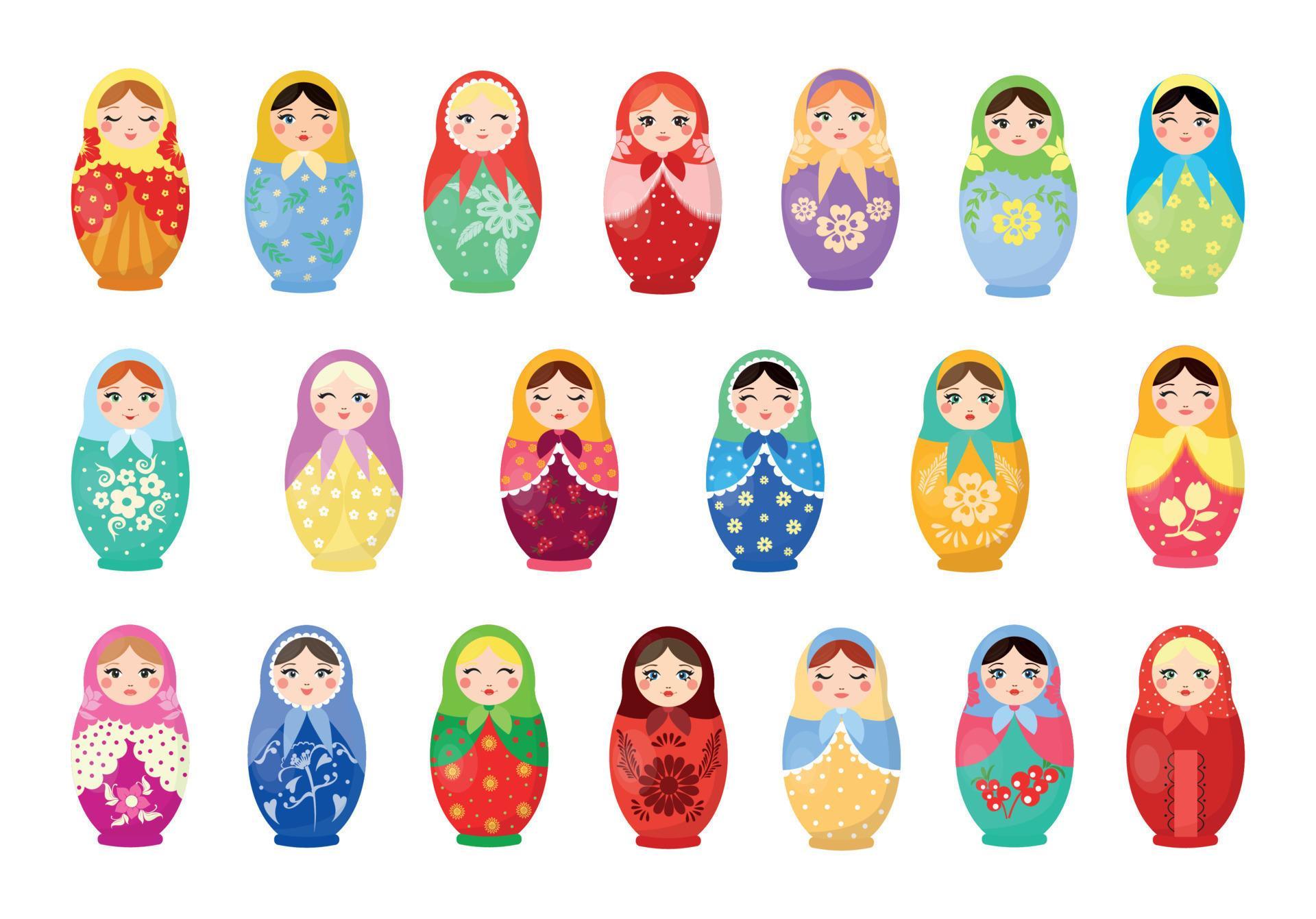 Set of Colorful Nesting Dolls 9639271 Vector Art at Vecteezy