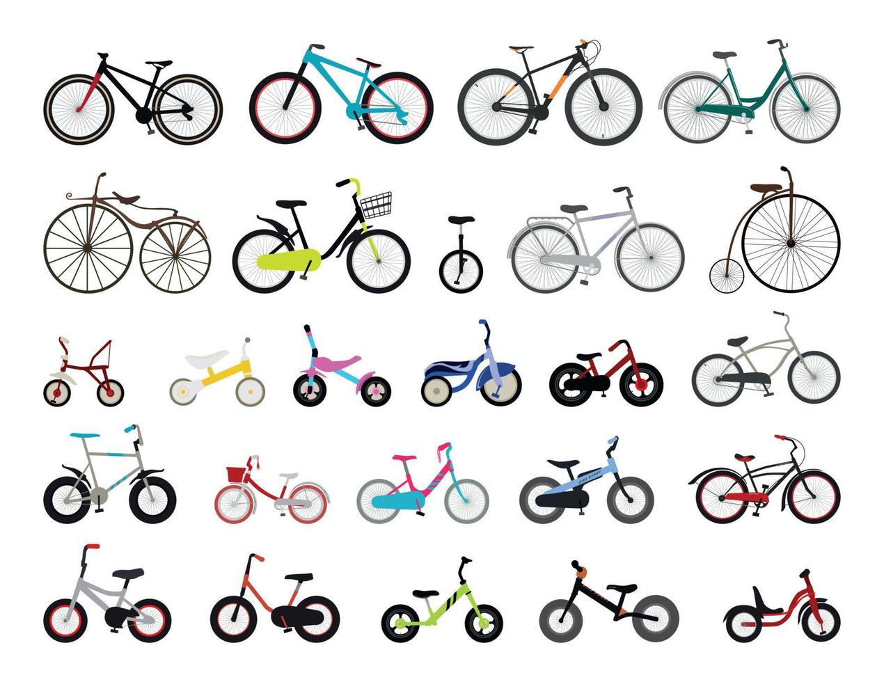 Set of Bicycles vector