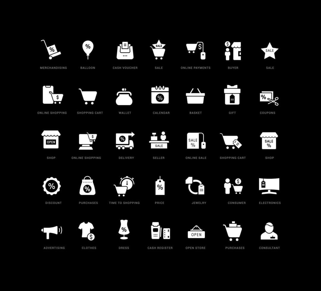 Set of simple icons of Black Friday vector