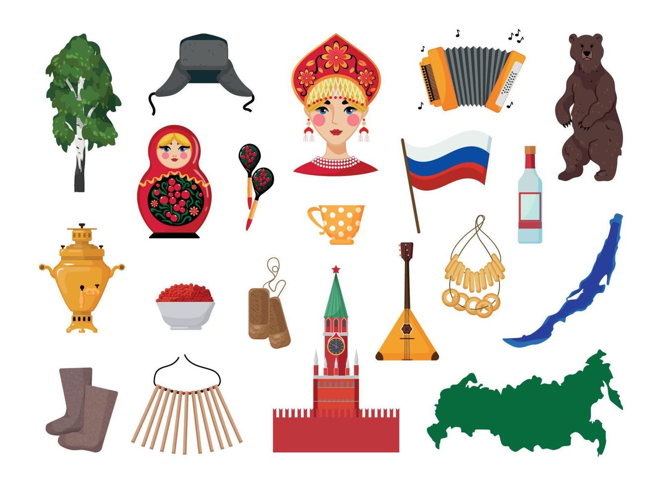 Set of Russian Associative Illustrations vector