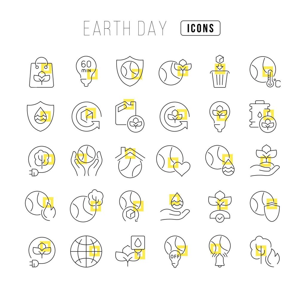 Vector Line Icons of Earth Day