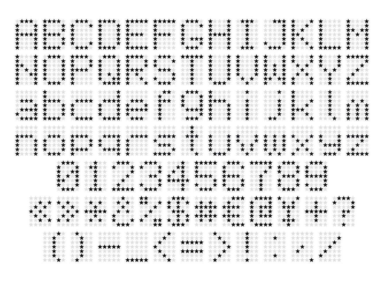 Alphabet in an Asterisk vector