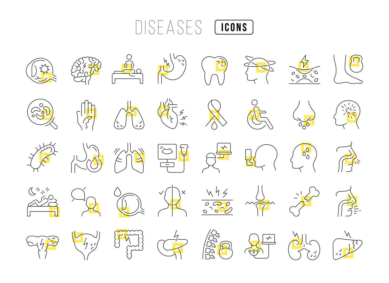 Set of linear icons of Diseases vector