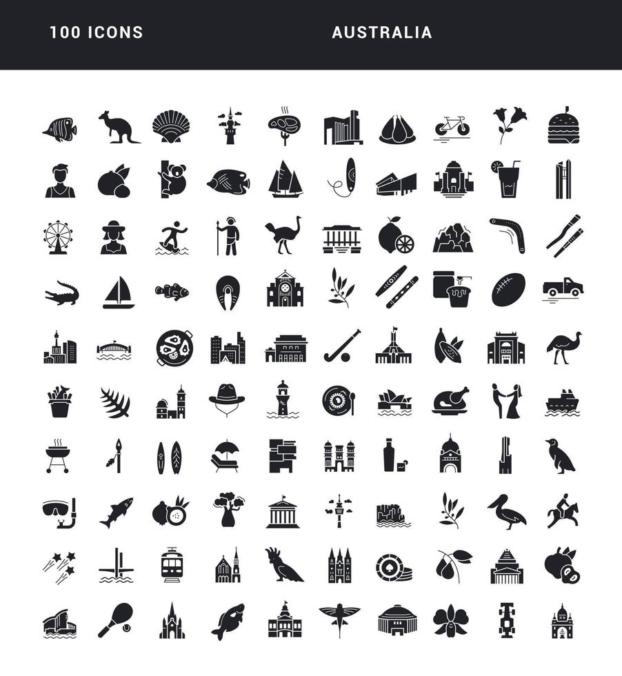 Set of simple icons of Australia vector