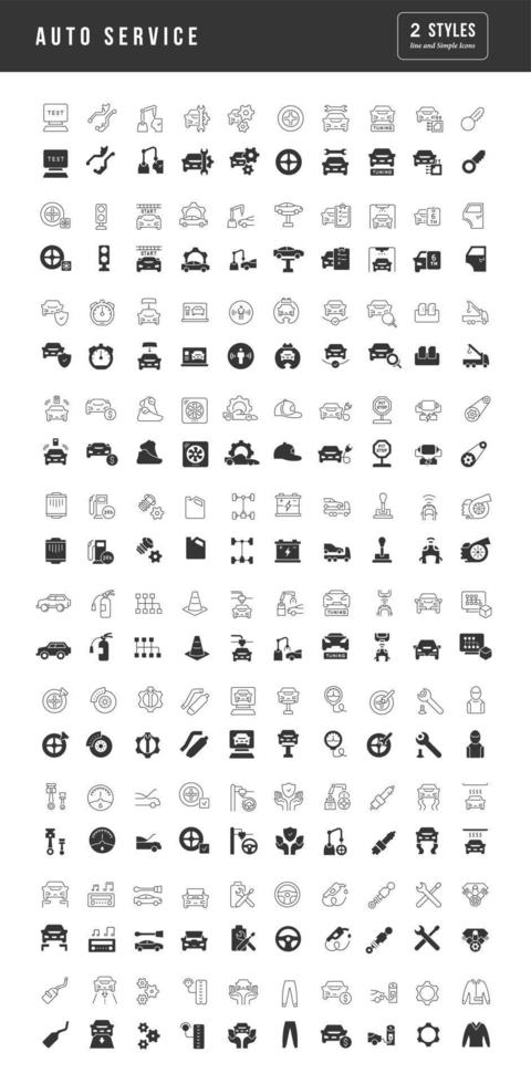 Set of simple icons of Auto Service vector