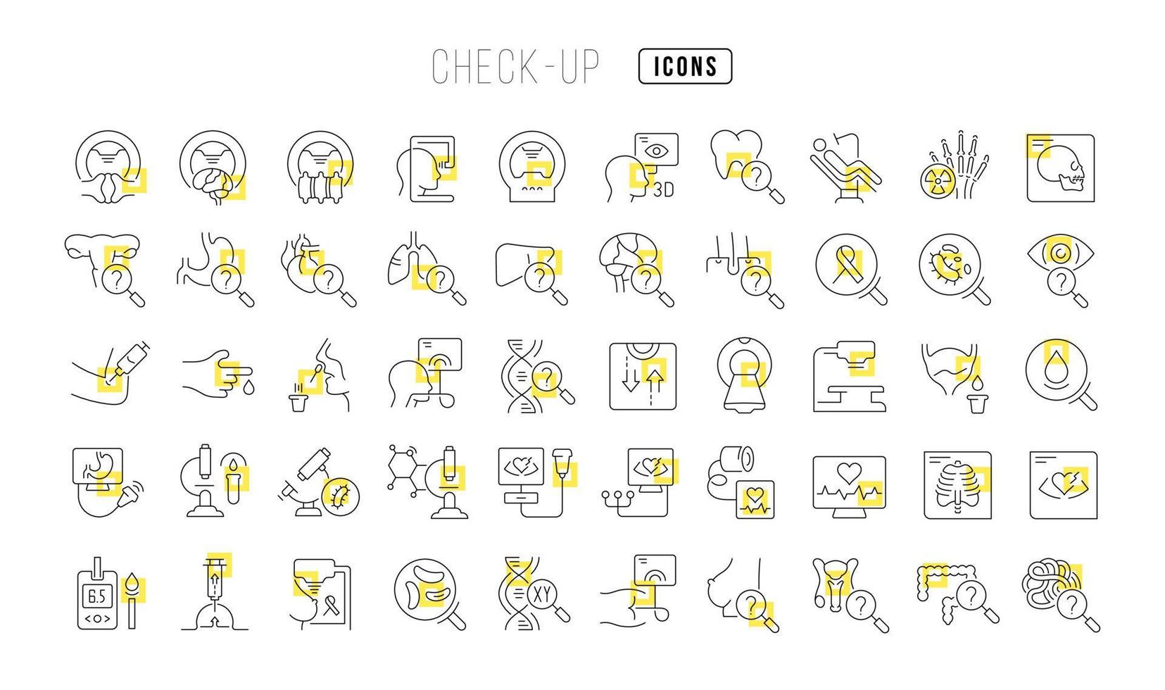 Set of linear icons of Check-Up vector