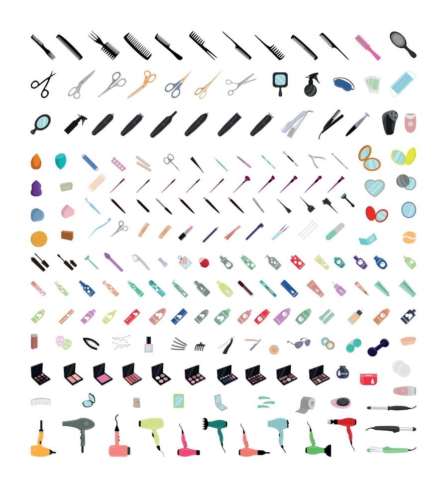 Collection of Beauty and Health Tools vector