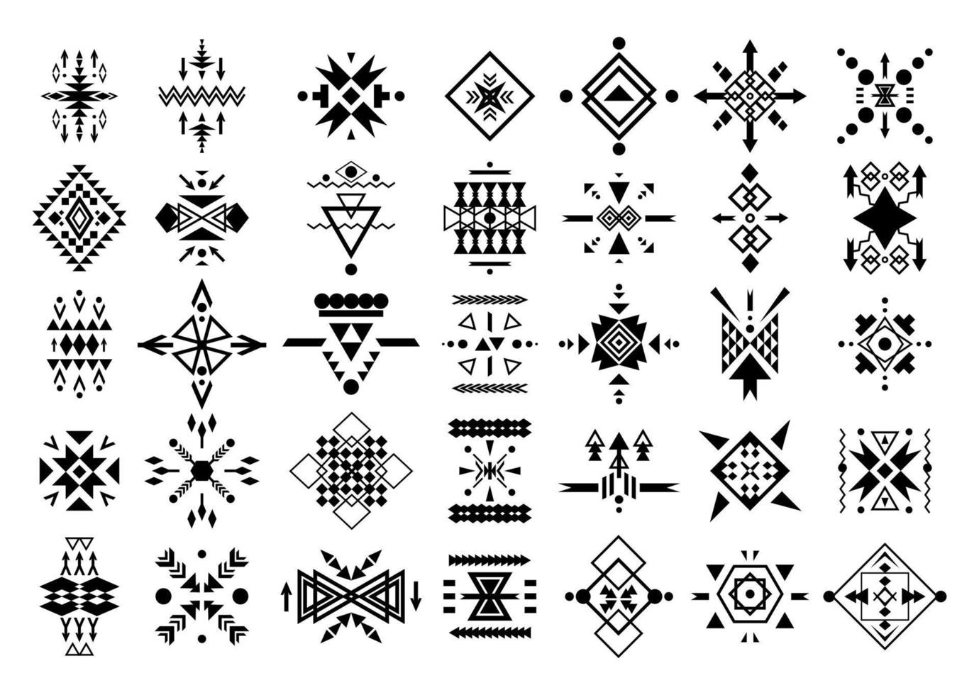 Set of Black Ethnic Geometric Patterns vector