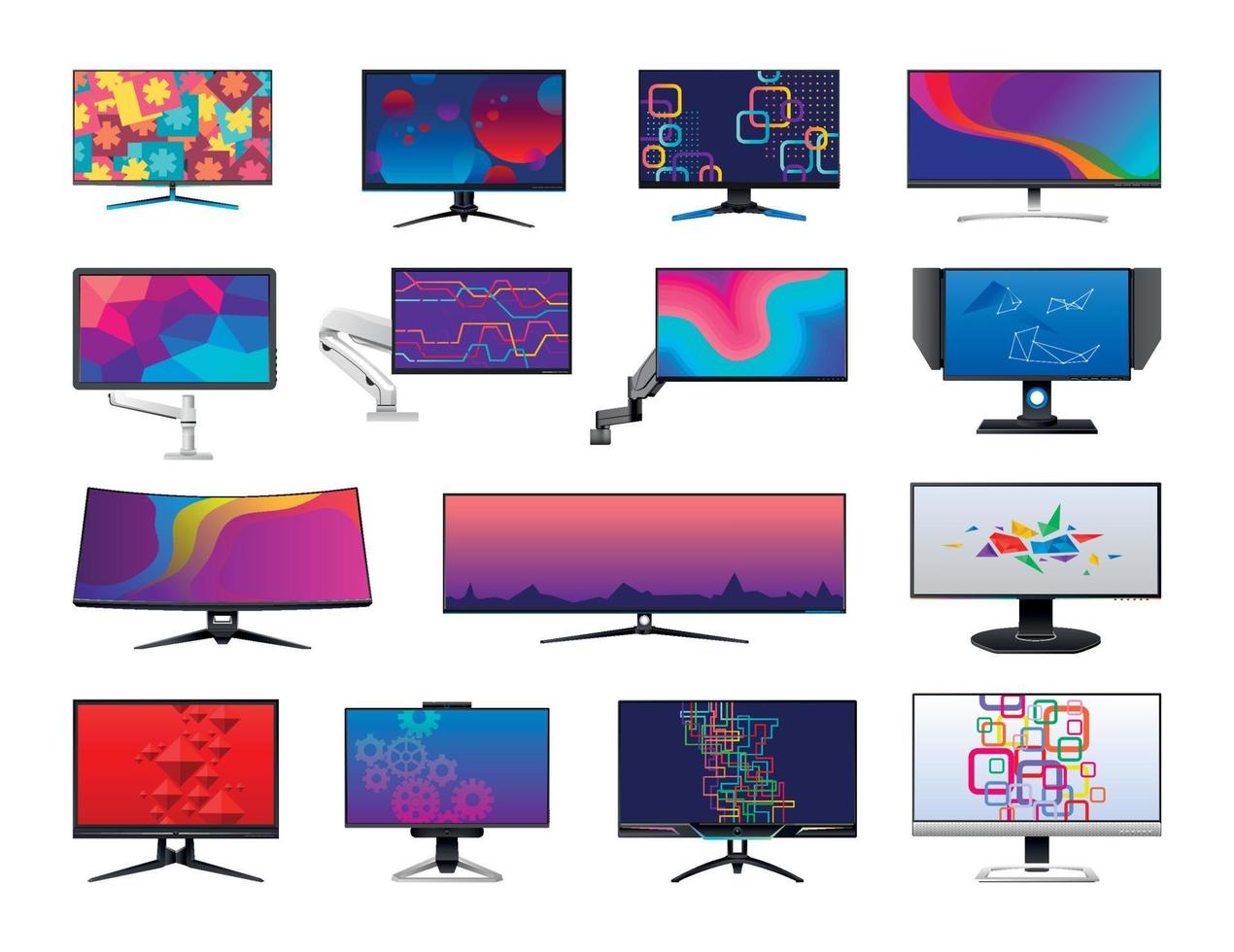 monitores de juegos modernos vector