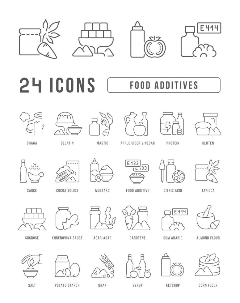 Set of linear icons of Food Additives vector