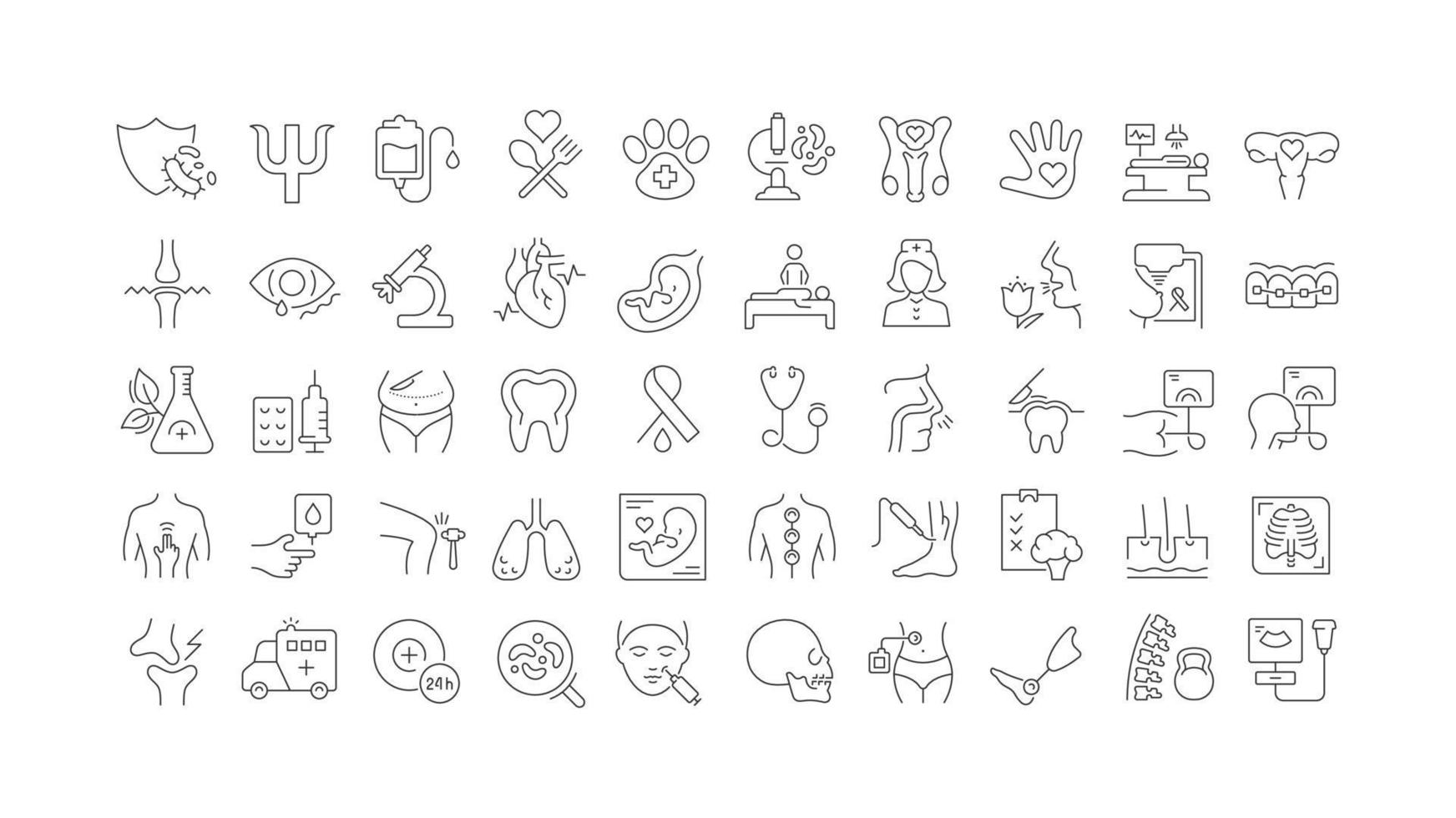 Set of linear icons of Medicine vector