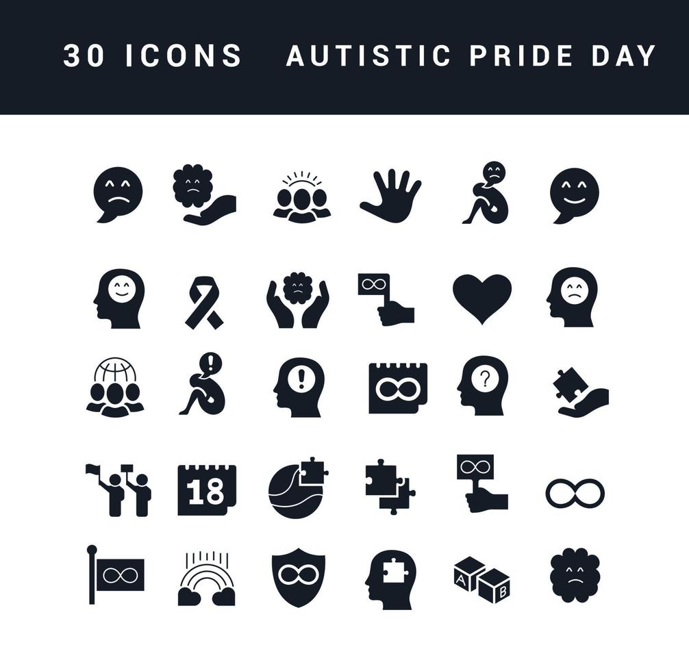 vector iconos simples del día del orgullo autista