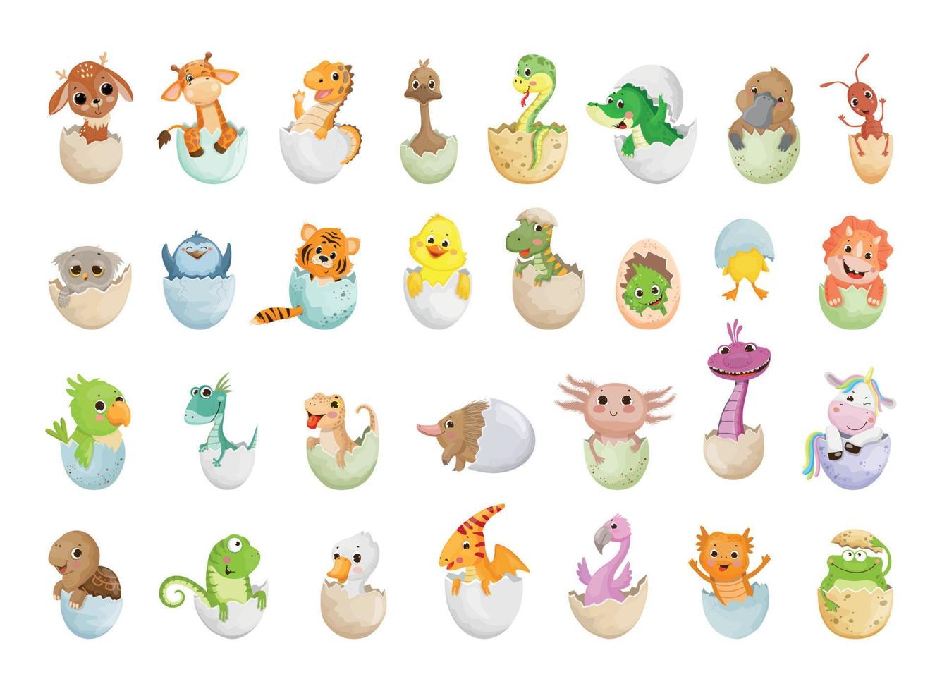 Set of Animals in Eggs vector