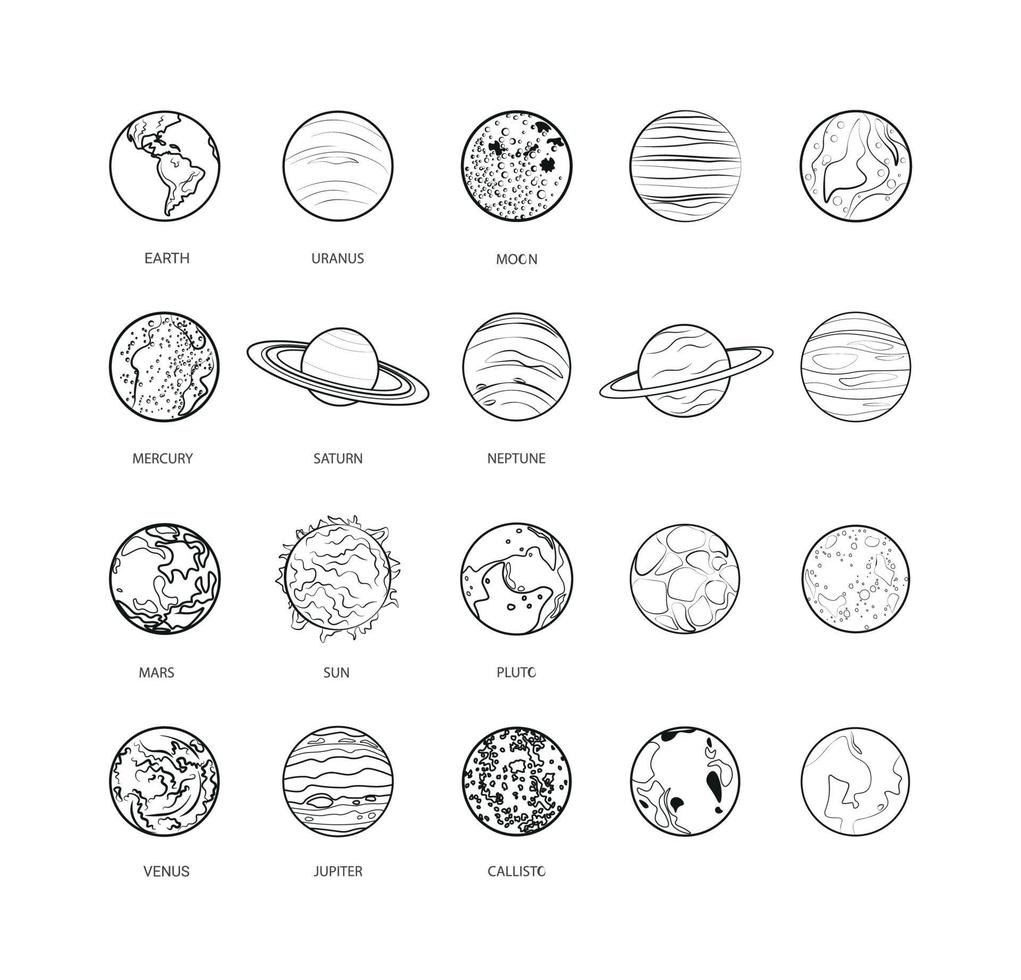 conjunto de planetas lineales vector