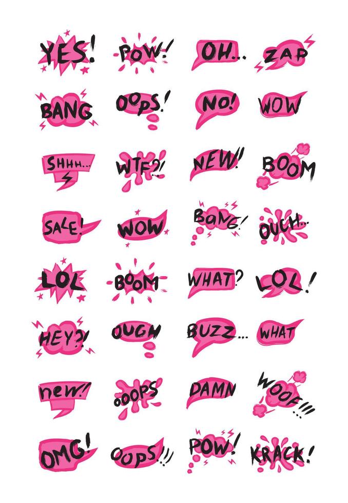 Collection of Phrases on Speech Bubbles vector