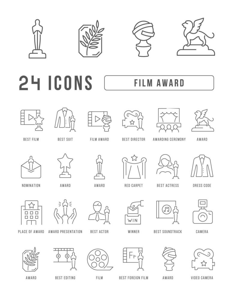 iconos de línea vectorial del premio cinematográfico vector