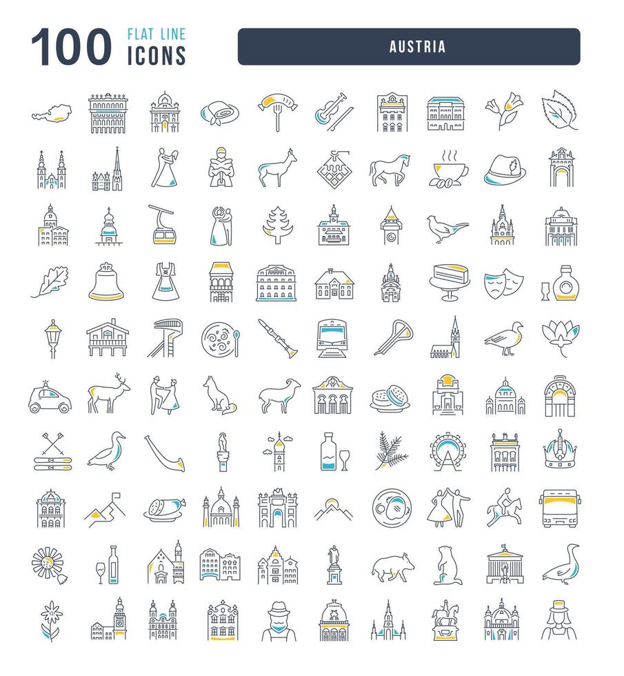 Set of linear icons of Austria vector