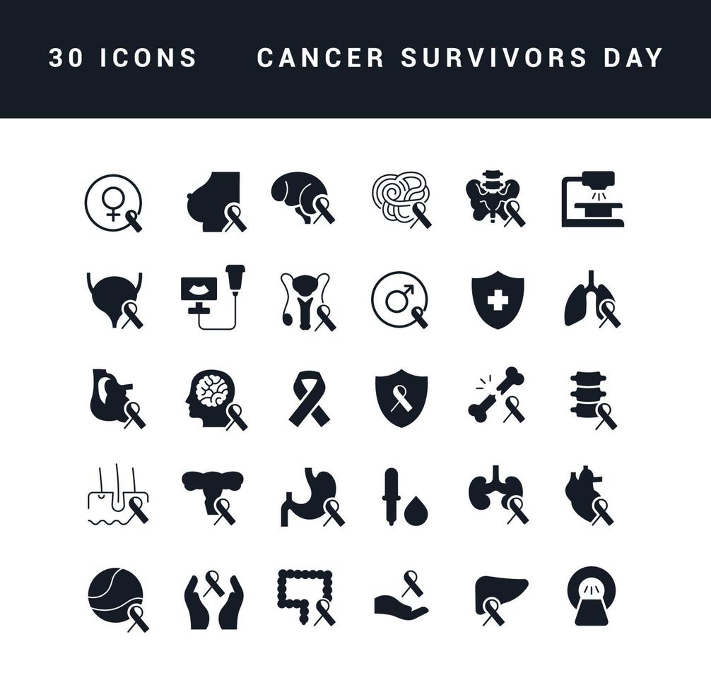 vector iconos simples del día de los sobrevivientes de cáncer