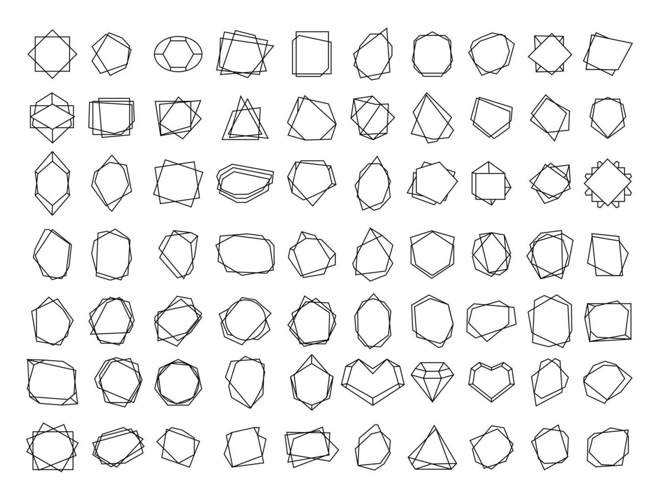 Set of Black Polygonal Linear Frames 9639463 Vector Art at Vecteezy