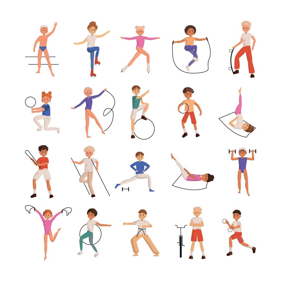 ilustraciones con niños deportistas vector