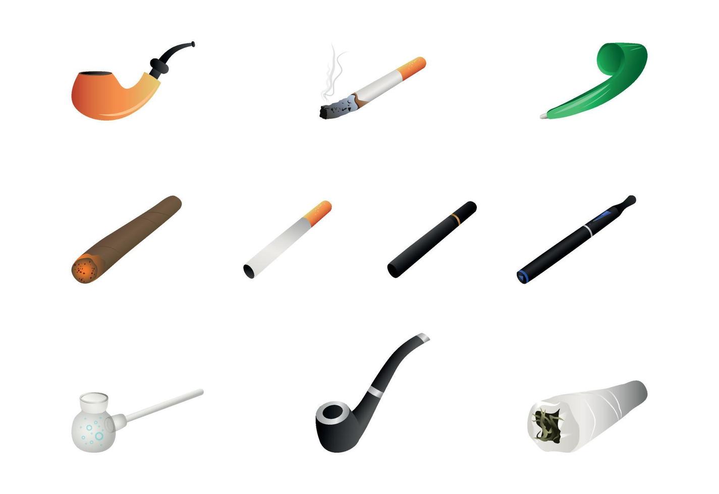 Set of Tobacco Pipes and Cigarettes vector