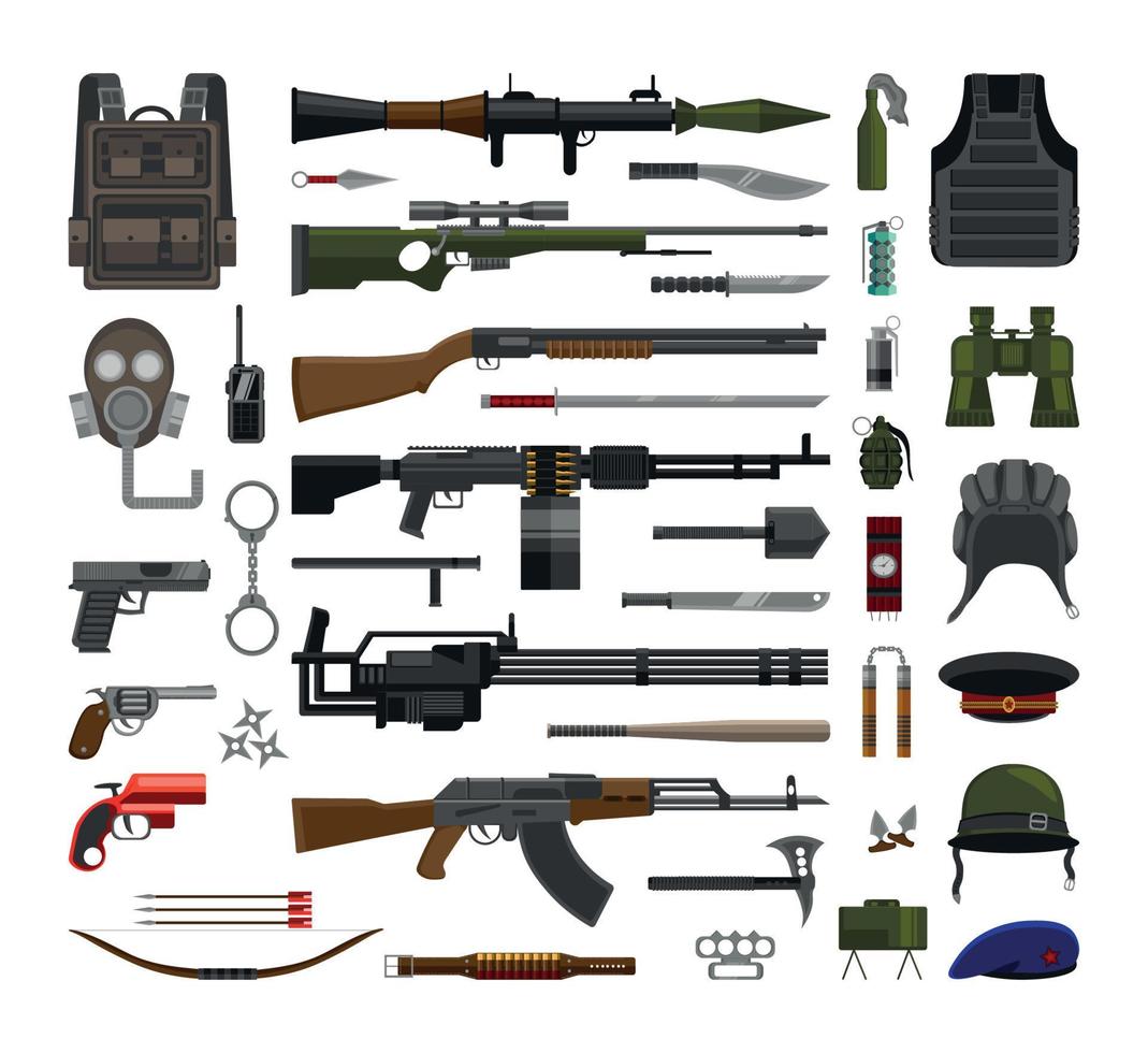 Set of Weapons and Accessories vector