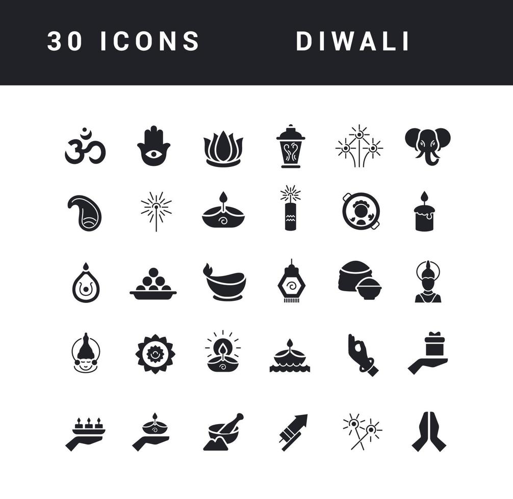 Vector Simple Icons of Diwali