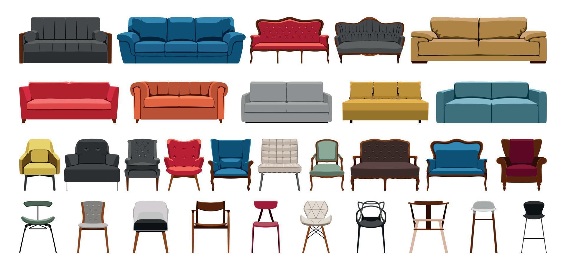 Illustrations of Sofas and Armchairs vector