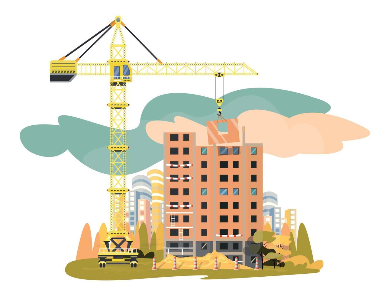 ilustración detallada con grúa de construcción vector