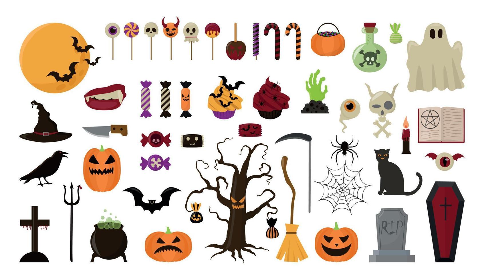 conjunto de ilustraciones para halloween vector