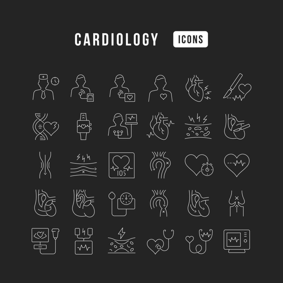 Set of linear icons of Cardiology vector