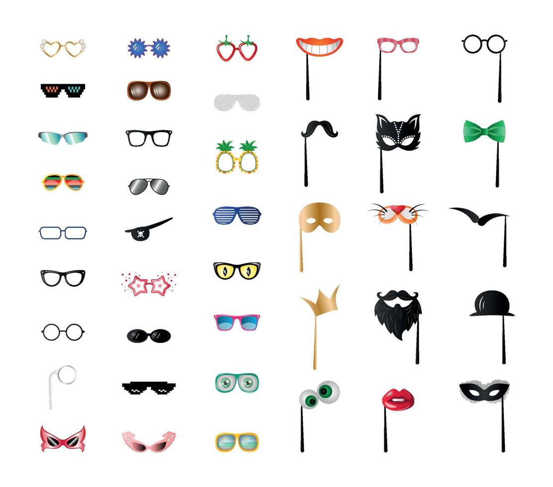 Collection of Masks and Glasses vector