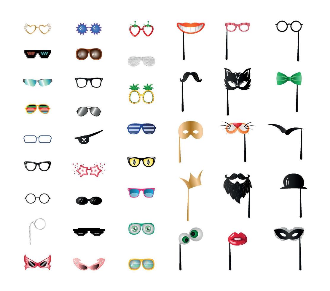 colección de máscaras y gafas vector